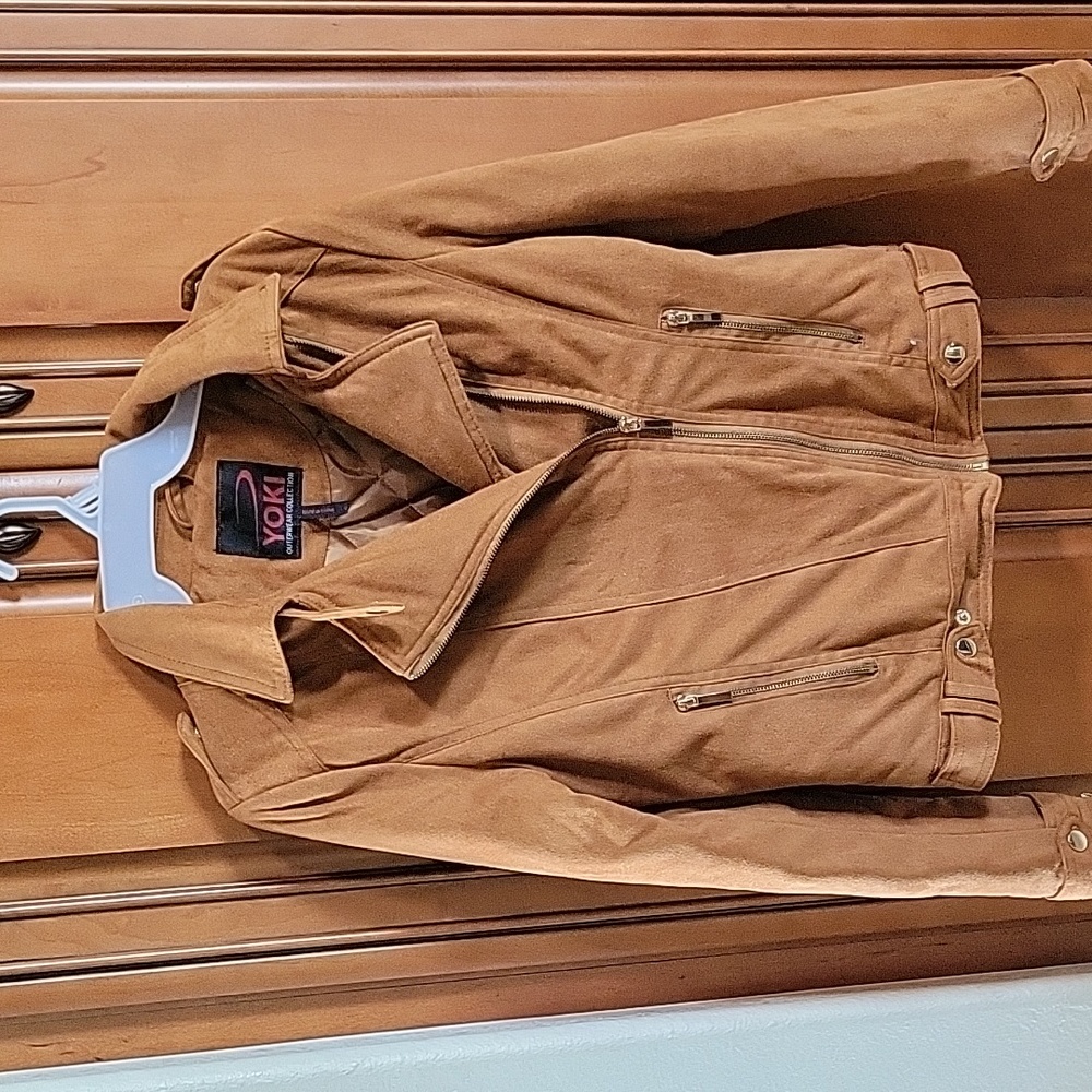 Faux suede biker jacket